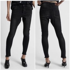 ONE by ONE TEASPOON Kidds Skinny Jean Black Button Fly Cotton Size 26